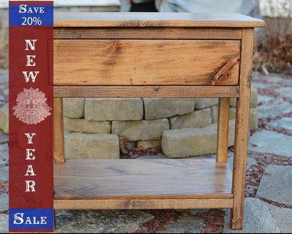 Elegant Nightstand Rustic End Table Bedroom Furniture Rustic Night Stand Early American Stain Cyber Monday Sale