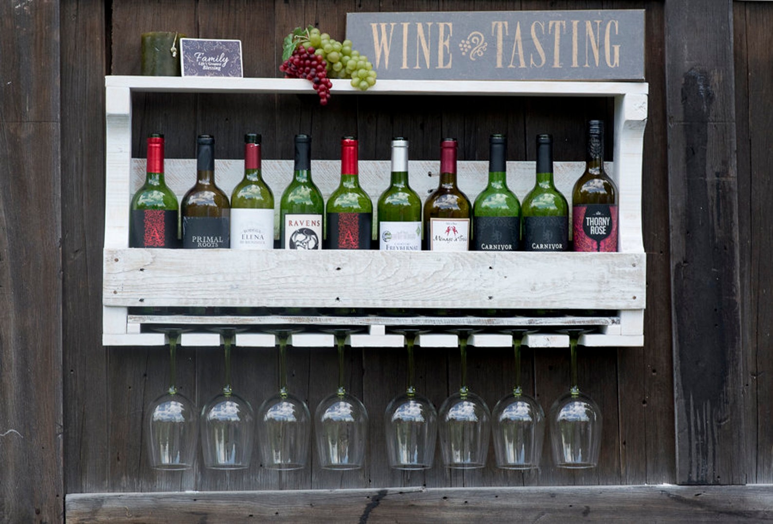 Rustic Wine Rack Wedding Gift Wood Distressed painted Etsy
