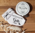 Ask godmother and godfather, printed baby socks, announce pregnancy, announcement
