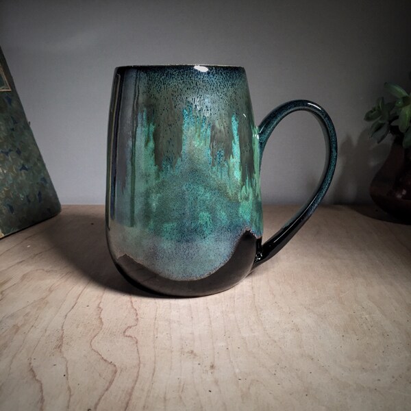 Turquoise Coffee Cup, Big Coffee Mug, Unique Coffee Mug, Pottery Mug, Handmade Coffee Mug, Unique Coffee Cup, Big Tea Cup, Tea Mug, 19 oz