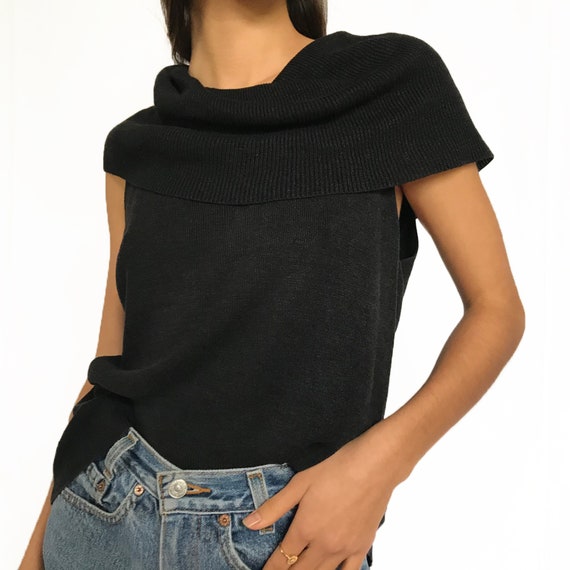 Vintage Silk Cowl Neck Knit Tank Top