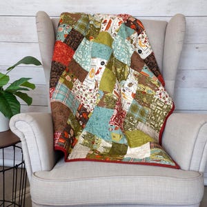 Baby Boy Quilt for Sale | Woodland Nursery Crib Quilt | Brown and Green Camping Nursery Bedding