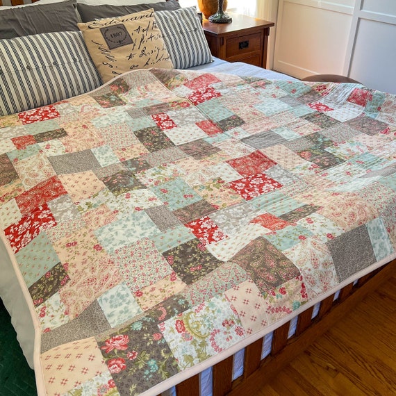 Handmade Quilts for Sale Handmade Gift for Mom Pink Gray Red