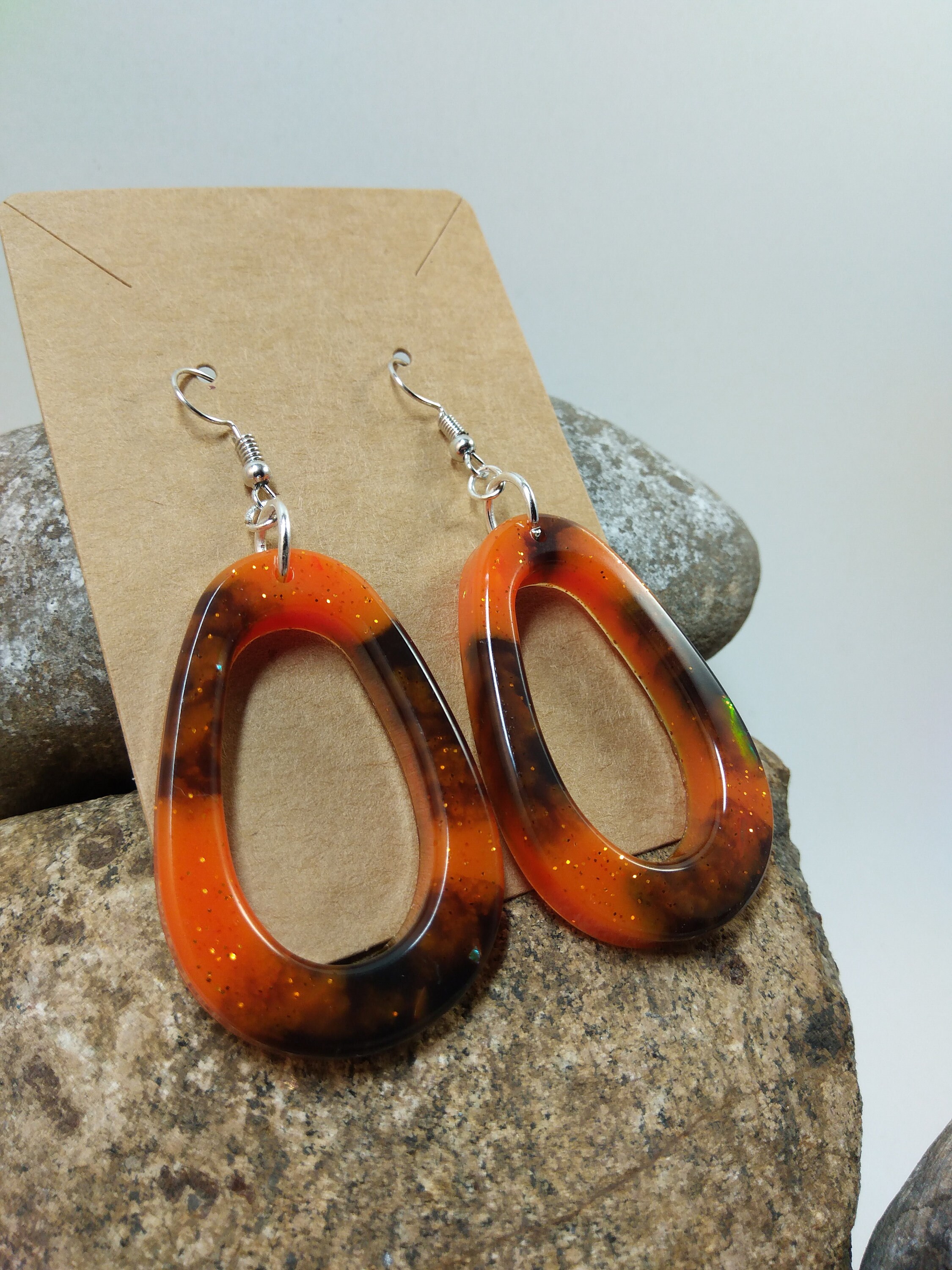Halloween Resin Earrings Large Oval Dangle Earrings Made Etsy