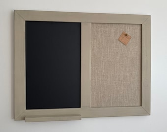 Handcrafted Chalkboard Pinboard: FSC Wood Fabric Noticeboard