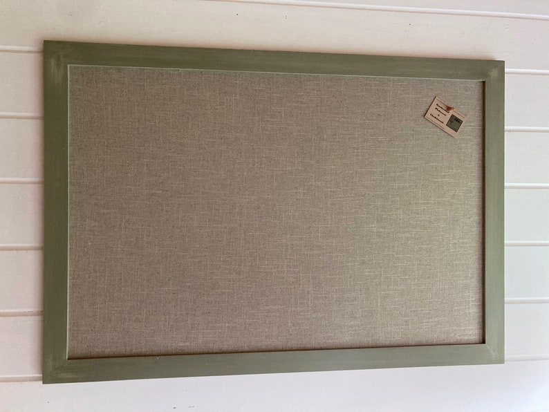 Framed Pinboard / Noticeboard with rustic linen backing and Etsy