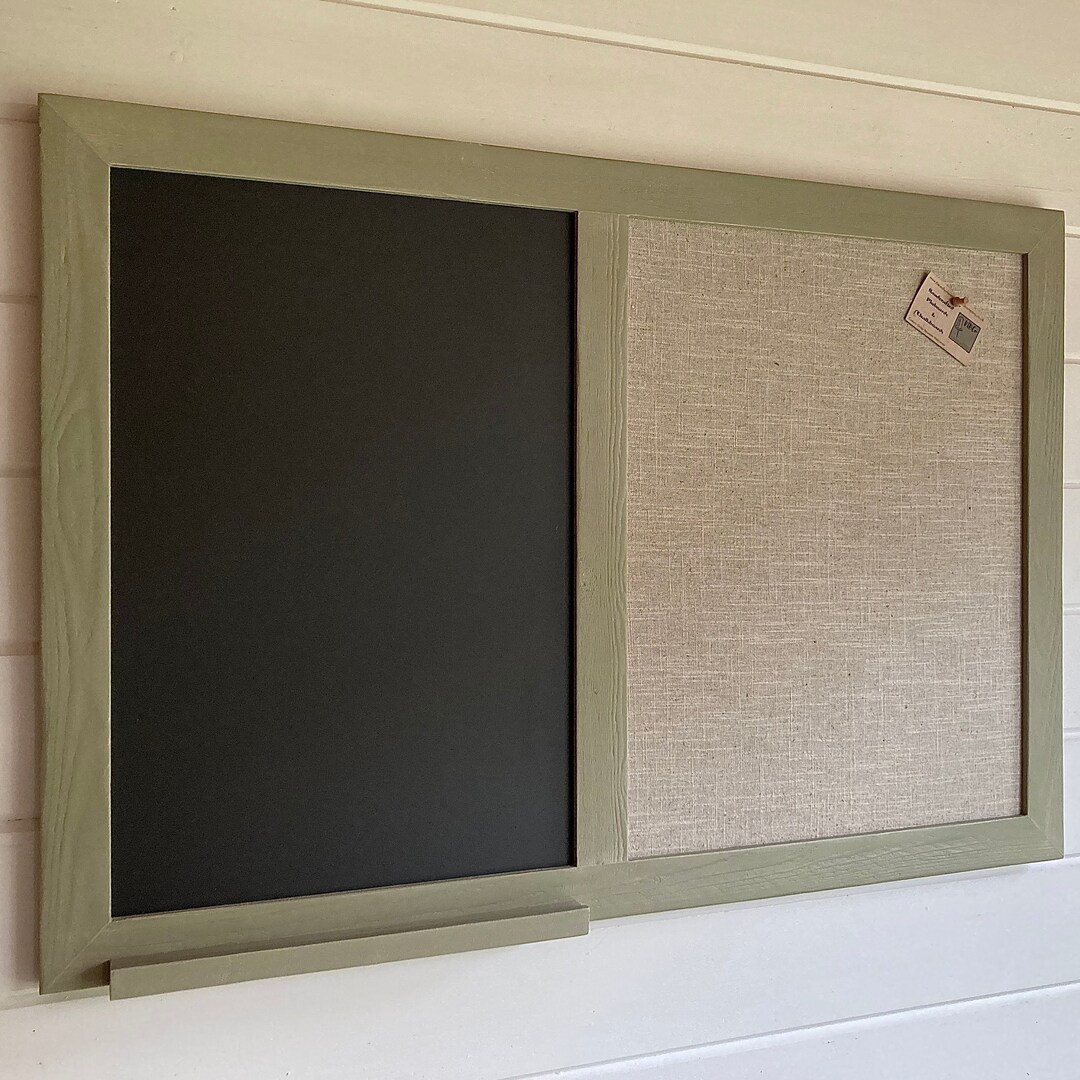 Handcrafted Chalkboard Pinboard: Linen Fabric Noticeboard With Chalk ...