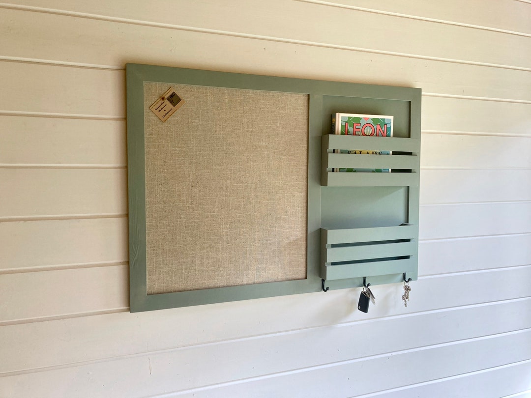 Noticeboard Framed Blue Extra Large Pinboard Hooks Handmade Noticeboard