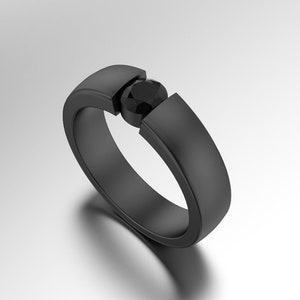 Black wedding band, black men&#39;s ring, black diamond ring for men, black zirconium ring, zirconium diamond ring, black ring, wedding ring