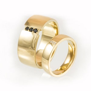 Matching wedding bands, gold wedding ring set, his and hers wedding rings, simple wedding band set, matching diamond rings