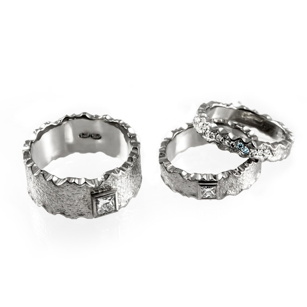 Womens Hammered Engagement Ring Unique Wedding Ring Princess Etsy