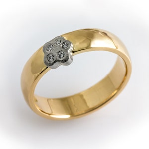 Floral Set Ring, Flower Inspired Ring, Floral Bridal Ring, Flower Set Diamond, Floral Diamond Ring, Unique Two-Tone Engagement Ring for Her