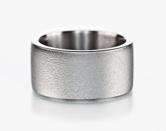 10mm Gold Ring, His New Wedding Ring, 10mm Platinum Band, Best Ring for Men, Wide Titanium Ring, Durable Wide Men&#39;s Ring w\ Matte Finishing