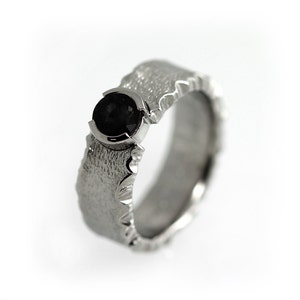 Black spinel engagement ring, unique engagement ring, titanium engagement ring, alternative wedding band, black stone ring, unisex ring