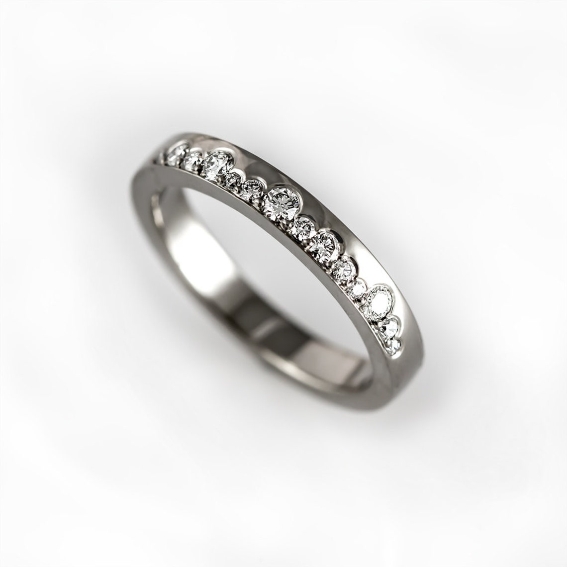 Unique Wedding Band With Diamonds Alternative Half Eternity - Etsy
