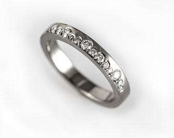 Unique wedding band with diamonds, alternative half eternity ring, contemporary and modern wedding ring, unique engagement ring, lace ring