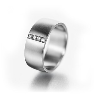 Wide Ring for Her, Boho Ring for Her, Her Titanium Wedding, Wide Boho Ring, Low Carat Wide Ring, Unique Wedding Ring with Matte Finishing