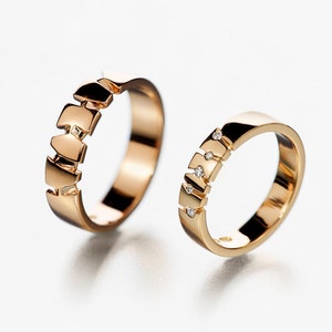 His Her Ring Set, Wedding Set His Her, Matching Gold Rings, Our Gold Ring Set, Our Wedding Rings, Matching Wedding Band Set for Him and Her