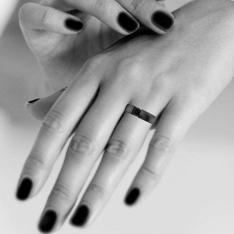 Black Diamond Ring Black Engagement Ring Black Diamond Etsy