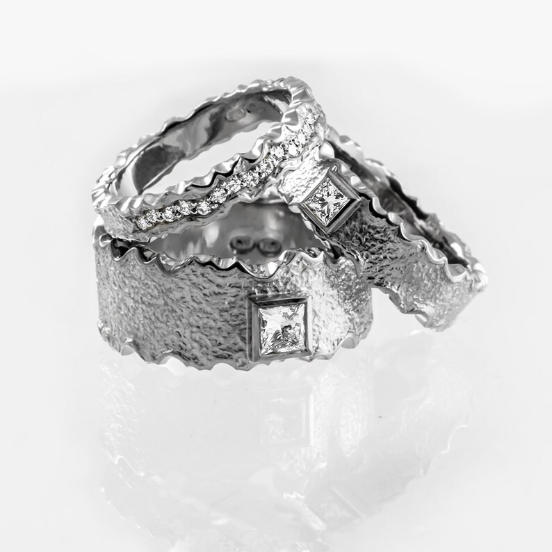 Matching Wedding Bands Matching Wedding Ring Set Wedding Etsy