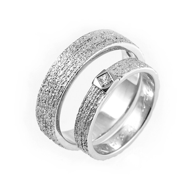 Matching Wedding Bands Wedding Ring Set Unique Wedding Etsy