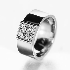 His Custom Ring, Custom Band for Him, Best Men&#39;s Diamond, His Anniversary Ring, Men&#39;s Square Ring, Unique Diamond Wedding Band for Him
