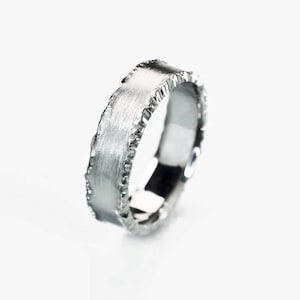 Custom Band for Him, His Wedding Band, Best Ring for Him, His Custom Ring, OOAK Ring for Him, Men&#39;s Platinum Hammered Ring, Unisex Ring