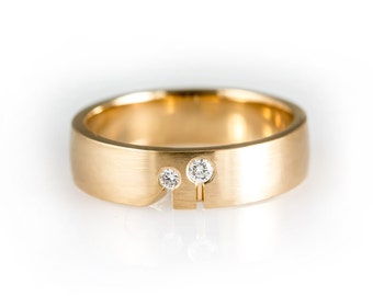Unique yellow gold engagement ring, modern yellow gold wedding band, his and hers, his and his, hers and hers ring, yellow gold unisex ring
