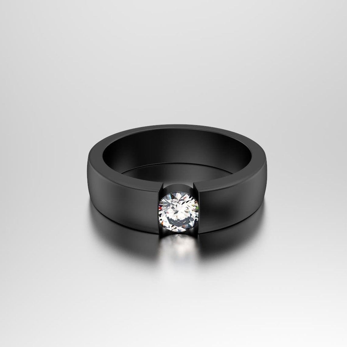 Black Engagement Ring Black Diamond Ring Modern Black Ring Etsy
