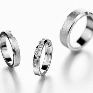 Boho Wedding Rings, His Her Custom Bands, 3 Ring Wedding Set, His Her Wedding Band, Modern Wedding Set, Matching Ring Set for Him and Her