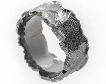 Men&#39;s wide rustic ring, 11mm ring men, men&#39;s rugged wedding band, 11mm wide mens ring, men&#39;s alternative wedding band, hand forged mens ring