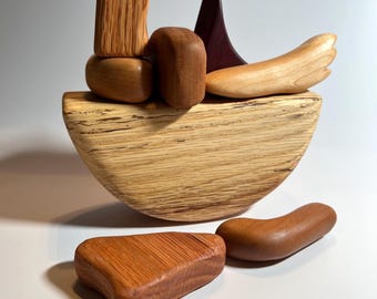 MuseFire (un)Blocks - Juguete y herramienta de madera reutilizada, hechos a mano, para todas las edades. Se puede usar para mantener el equilibrio, concentrarse, apilar, terapia ocupacional, jugar, hacer arte y más.