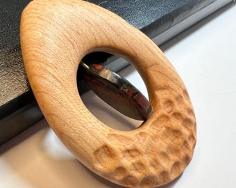 Handcrafted Fidget - made of Maple wood, brass, and jasper - focus tool for cultivating mindfulness -  one of a kind - made by MuseFire art