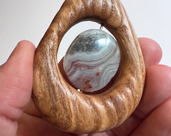 Handcrafted Fidget - Ash wood, brass, & agate - focus tool for cultivating mindfulness - one of a kind - handmade  - by MuseFire art