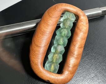 Handcrafted Fidget -  Cherry wood, brass, and recycled glass beads-  tool for cultivating mindfulness and daily focus -  MuseFire art