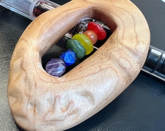 Handcrafted Pride Fidget -  Maple, brass, and a rainbow of gemstones and beads - handheld focus tool for cultivating mindfulness