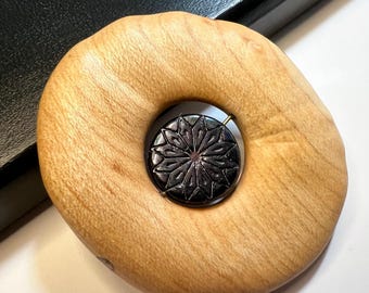Handcrafted Fidget - made of Maple wood, brass, and Czech glass Dahlia- tool for cultivating mindfulness & daily focus - by MuseFire art