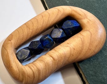 Handcrafted Fidget -  Maple, brass, and Lapis Lazuli- handheld focus tool for cultivating mindfulness - 1 of a kind