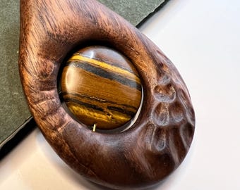 Handcrafted Fidget -  Walnut, brass and Tiger Iron - handheld wooden tool for cultivating mindfulness & focus - 1 of a kind -by MuseFire art