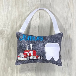 Personalised Tooth Fairy Pillow Tooth Pocket For Lost Tooth Cushion Truck Birthday Baby Teeth Keepsake