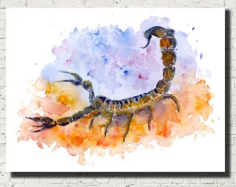 Original Sternzeichen Aquarell Malerei, Skorpion Sternzeichen, Skorpion Aquarell, Tierkreiszeichen Malerei, Astrologie Wandkunst Andi J Lucas