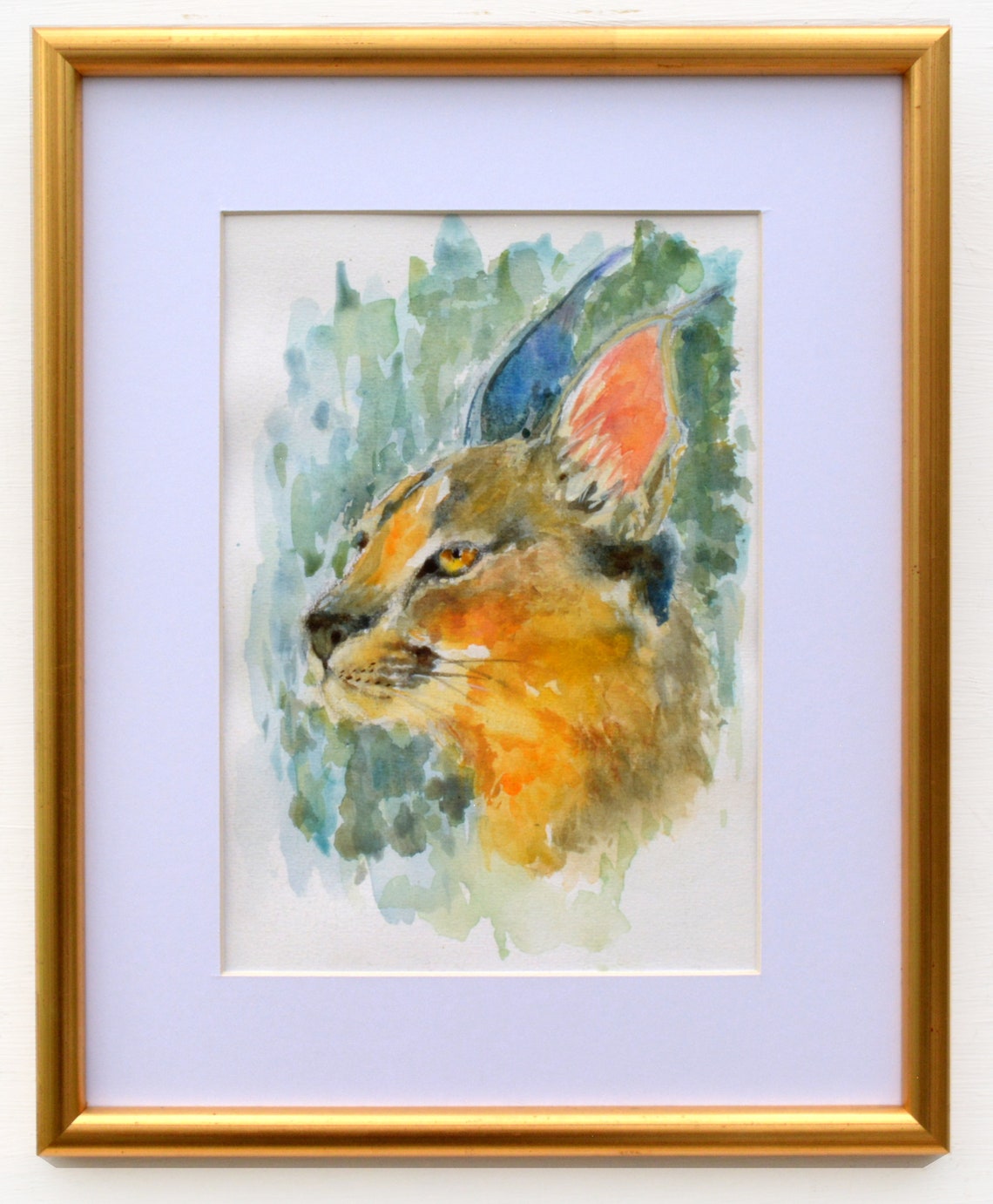 Caracal Lynx Aquarell Große Katze Malerei gerahmt afrikanische | Etsy