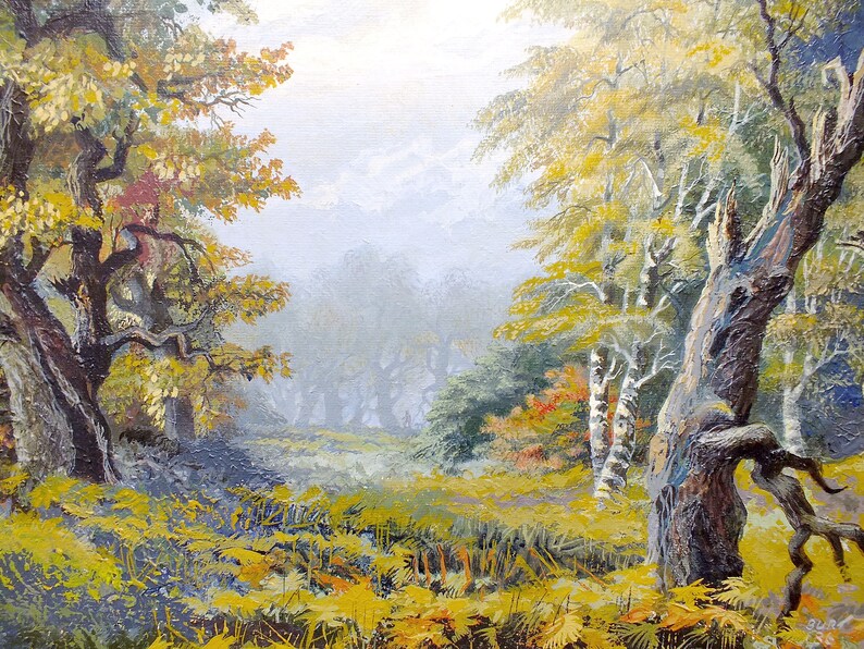 Sherwood Forest Vintage Oil Painting English Forest Landscape Etsy