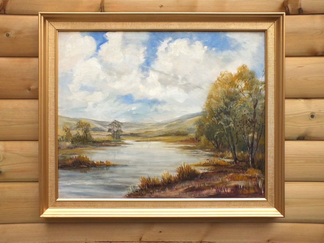 Vintage Oil Painting English River Landscape Original Oil Painting ...