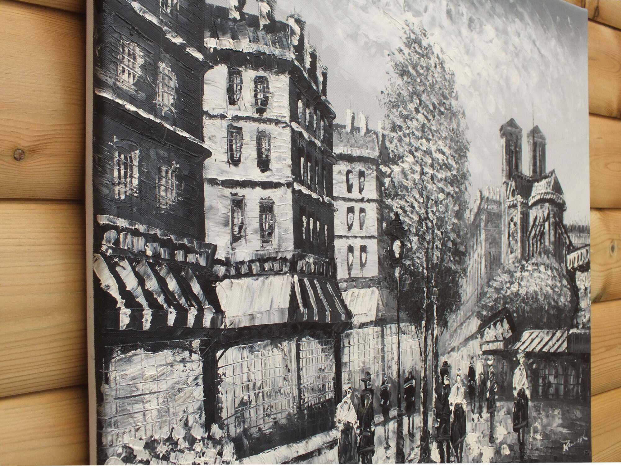 Paris Scene of Pont Neuf Vintage Original Oil Painting, Zamini? 41 1/2  #35063