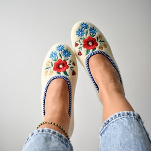 Cream Wool Ballerina Slippers