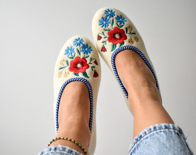 Cream Wool Ballerina Slippers