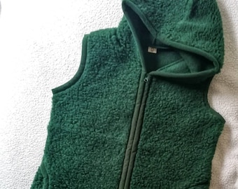 Bottle Green Hooded Merino Wool Gilet