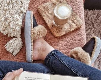 Mules de piel de oveja Mokka