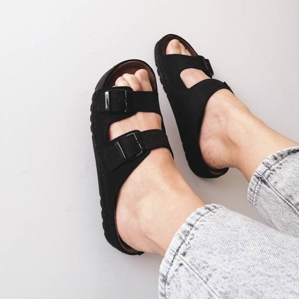 Black Leather Sandals